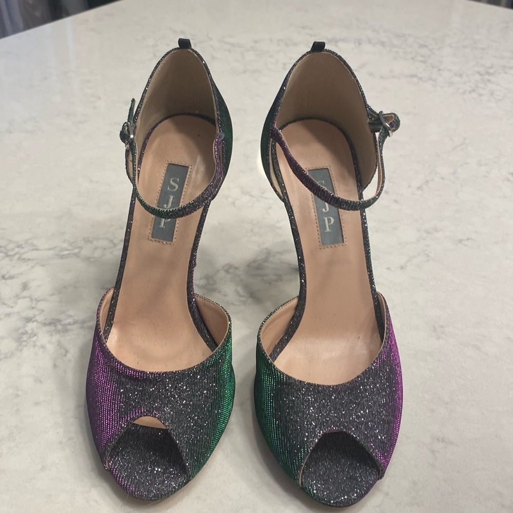 SJP by Sarah Jessica Parker heels; multi color metallic sparkle. Size 37